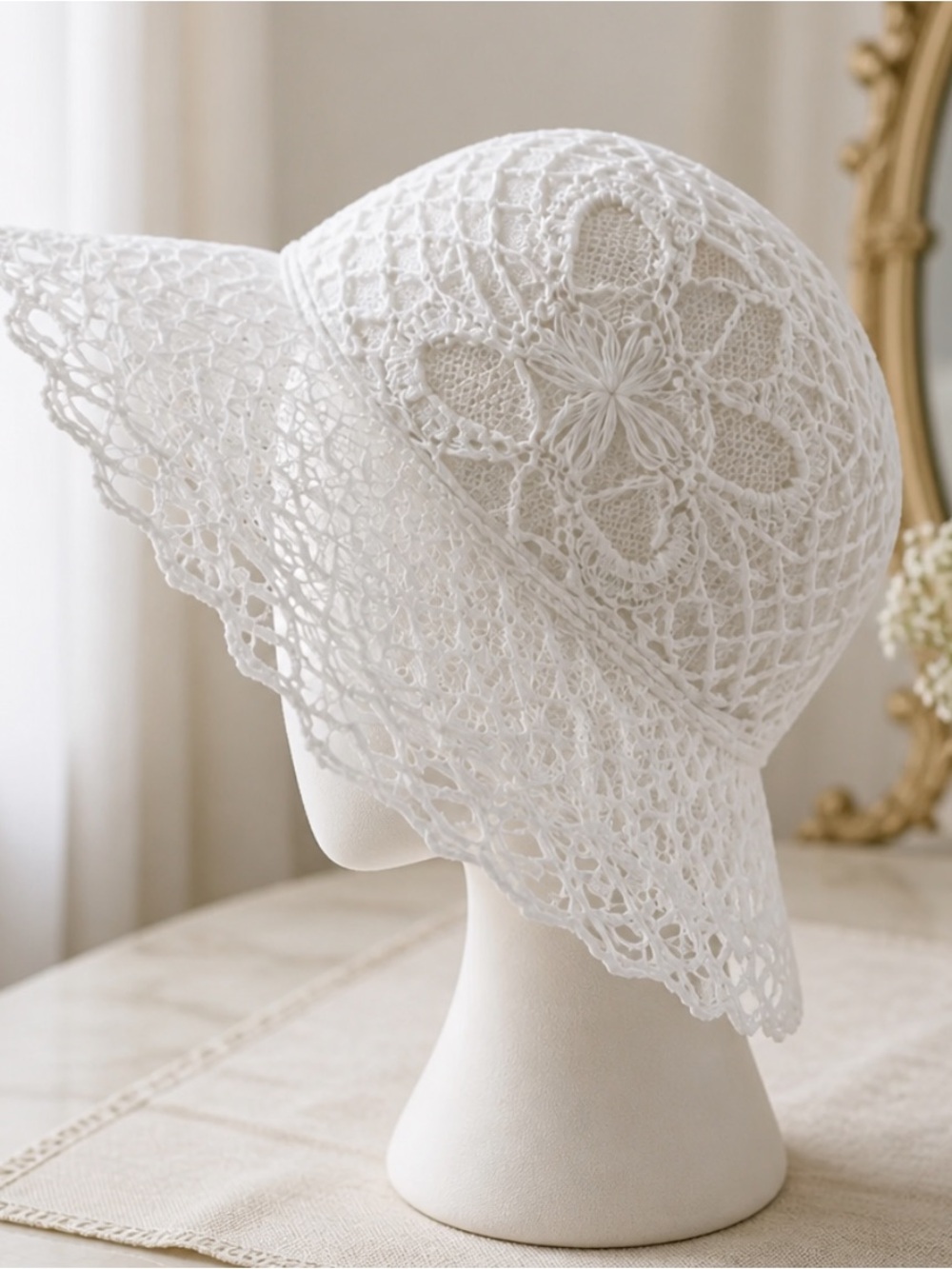 Chic White lace Summer Sun resort Hat for Stylish Days
